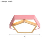 Pentagon Macaron Acrylic Led Flush Mount Lamp In White/Warm/Natural Light - Sizes 14’/18’/21.5