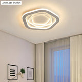 Pentagonal Flush Mount Led Ceiling Light In White Acrylic Minimalistic Bedroom Lighting