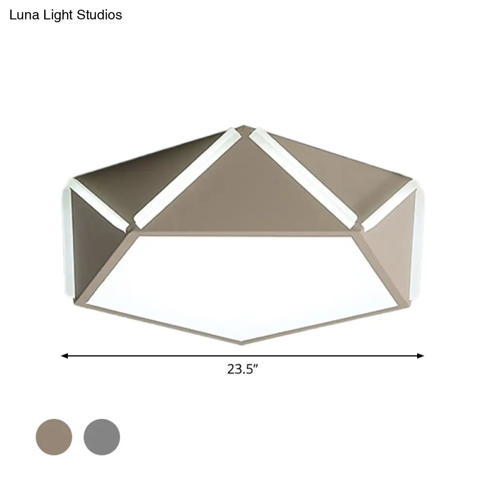Pentagonal Flushmount Led Ceiling Lamp For Child’s Bedroom - Modern Acrylic Metal Design