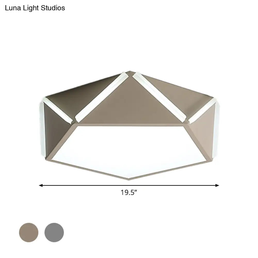 Pentagonal Flushmount Led Ceiling Lamp For Child’s Bedroom - Modern Acrylic Metal Design