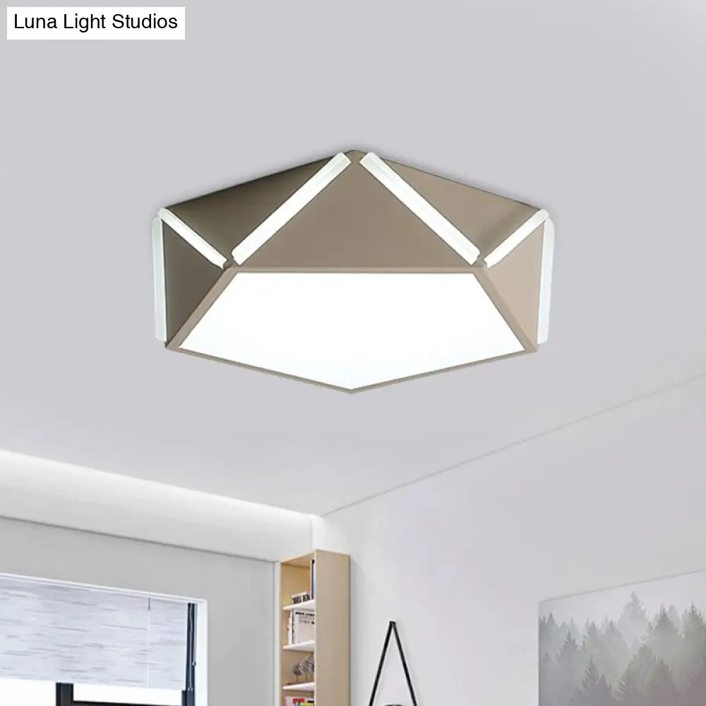 Pentagonal Flushmount Led Ceiling Lamp For Child’s Bedroom - Modern Acrylic Metal Design