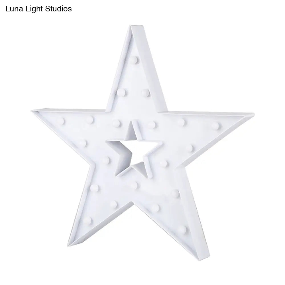 Pentastar Night Stand Lamp: Plastic Led Bedroom Lighting With Stylish Hollow-Out Design