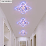 Petals Led Ceiling Light: Flower Crystal Flush - Mount Fixture