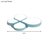 Petite Macaron Style Led Flush Ceiling Light For Kindergarten With Flat Petal Design