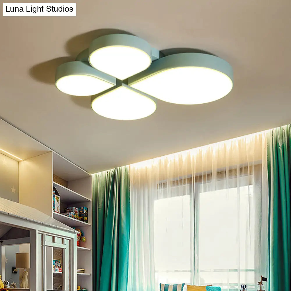 Petite Macaron Style Led Flush Ceiling Light For Kindergarten With Flat Petal Design Blue / 23.5