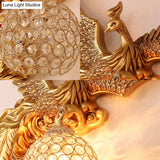Phoenix Sconce Lighting Resin Wall Lamp With Crystal Dome Shade - Lodge Style Gold Finish