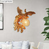 Phoenix Sconce Lighting Resin Wall Lamp With Crystal Dome Shade - Lodge Style Gold Finish