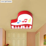 Piano Flush Ceiling Light - Children’s Style Led Acrylic Fixture In Red/Yellow/Pink Warm/White