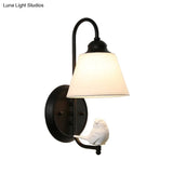 Pigeon Deco Tapered Wall Sconce With Modern Metal Shade Single Head Light