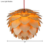 Pine Cone Pendant Lamp - Country Style Wood Suspension Light For Dining Table (12’/18’)
