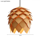 Pinecone Pendant Lighting - Lodge Style Wood Ceiling Fixture In Beige