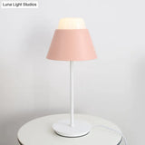 Pink/Blue Cone Night Table Lamp With Modernist Design - Ideal For Study Room