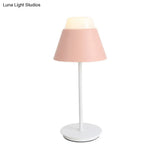 Pink/Blue Cone Night Table Lamp With Modernist Design - Ideal For Study Room
