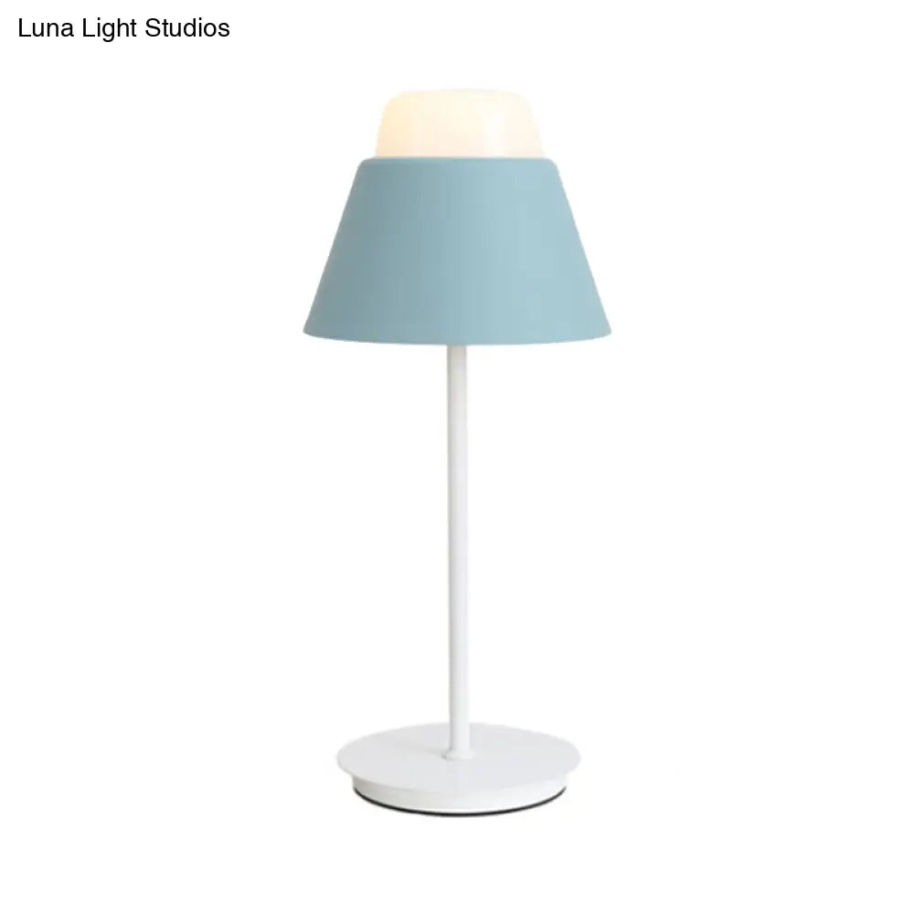 Pink/Blue Cone Night Table Lamp With Modernist Design - Ideal For Study Room