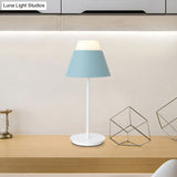 Pink/Blue Cone Night Table Lamp With Modernist Design - Ideal For Study Room