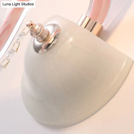 Pink Crystal Wall Lamp: Traditional Metal Sconce Light For Bathroom