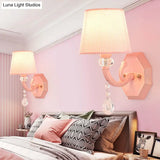 Pink Fabric And Crystal Wall Sconce For Girls Bedrooms Or Kids Rooms