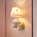 Pink Modern Wall Light With Sheep For Kids Bedroom - Empire Shade Fabric Fixture 1 /