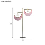 Pink Sun And Moon Reading Floor Lamp: Simplicity 2-Bulb Metal Stand For Bedroom
