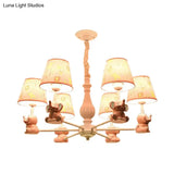 Pink Tapered Shade Elephant Metal Pendant Chandelier For Game Room
