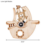 Pirate Ship Wooden Wall Lamp - Kindergarten Corridor Light Cartoon Design In Beige