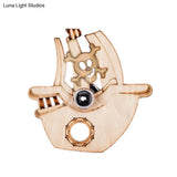 Pirate Ship Wooden Wall Lamp - Kindergarten Corridor Light Cartoon Design In Beige