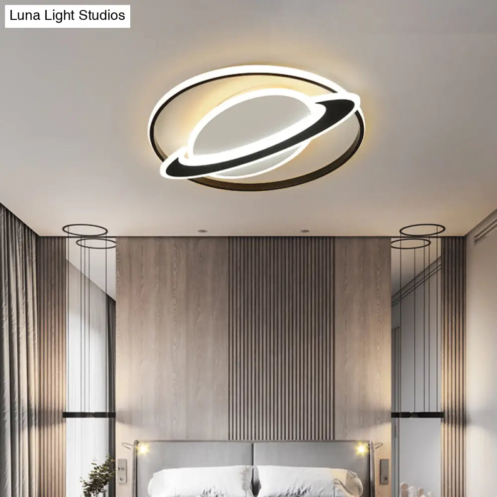 Planet Kids Bedroom Flushmount Lighting Black Led Ceiling Light / 16.5 Third Gear