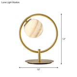 Planet Table Lamp: Nordic Gold Finish Stained Glass Night Light With Metal Ring