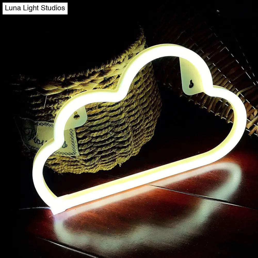 Plastic Cloud Led Night Light With Usb Rechargeable Plug - Childrens White Table Lamp