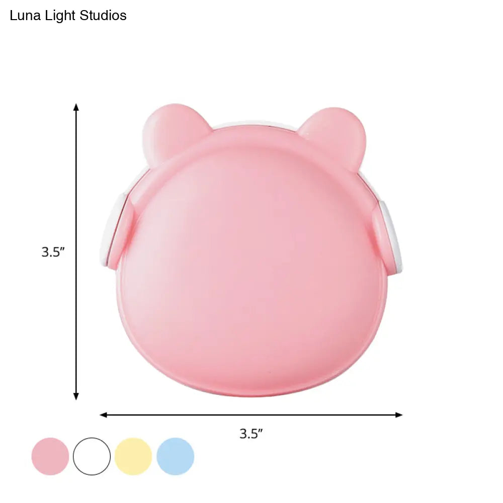 Plastic Wall Nightlight - Cartoon Bear Design With Light Sensor And Led Pink/Blue/White