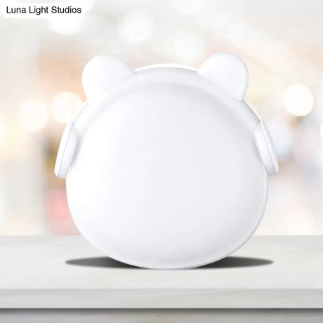 Plastic Wall Nightlight - Cartoon Bear Design With Light Sensor And Led Pink/Blue/White