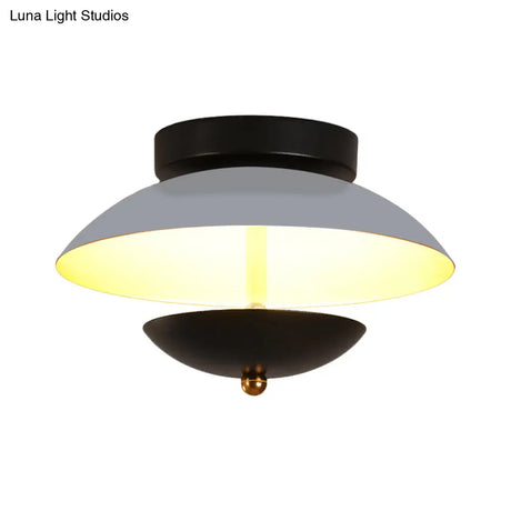 Plate - Shape Led Ceiling Light Fixture - Modern Metallic Flush Lamp For Hallways And Aisles In