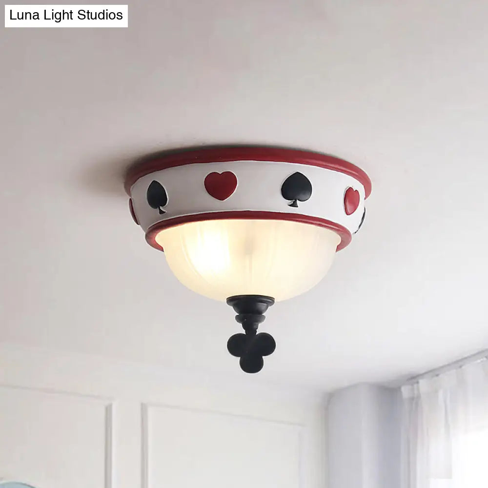 Poker Glass Children’s Bedroom Ceiling Light - Modern White Mount Fixture