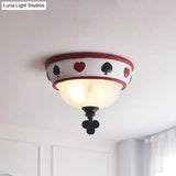 Poker Glass Children’s Bedroom Ceiling Light - Modern White Mount Fixture