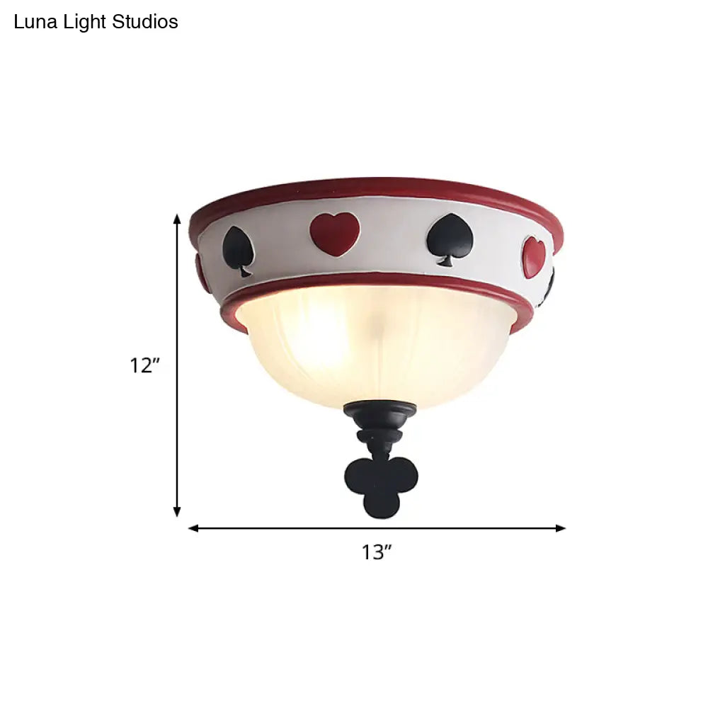 Poker Glass Children’s Bedroom Ceiling Light - Modern White Mount Fixture