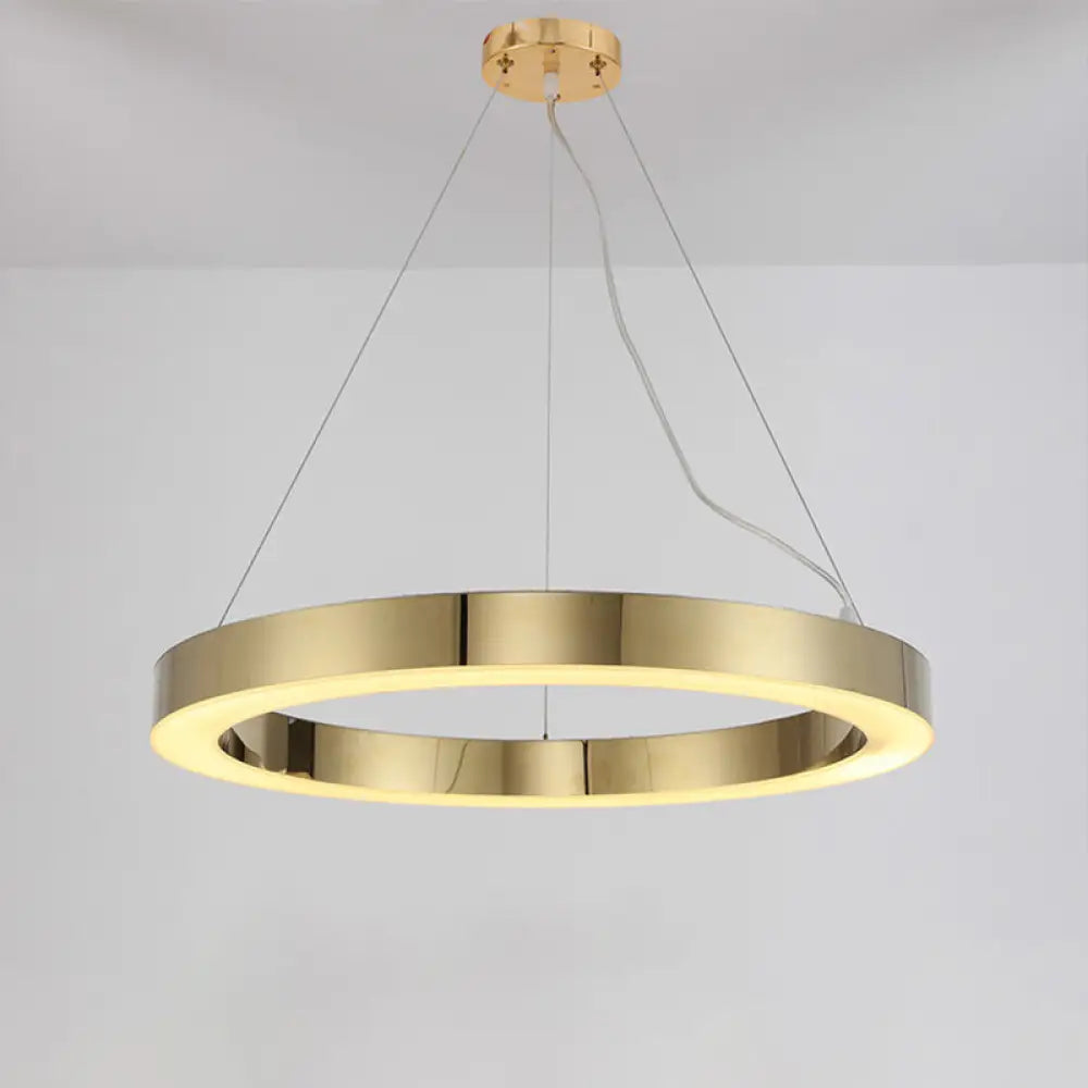 Polished Gold Led Pendant Lighting With Stainless Steel Chandelier Lamp