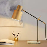 Post-Modern Brass Cylinder Nightstand Light For Study Room