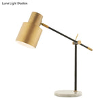 Post-Modern Brass Cylinder Nightstand Light For Study Room