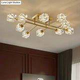 Post - Modern Crystal Cube Ceiling Light With Gold Finish