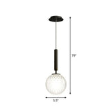Post-Modern Glass Ball Pendant Light: Sleek 1 Bulb Fixture For Bedroom Suspension Lighting Black /