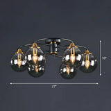 Post-Modern Glass Black Semi Flush Chandelier - Stylish Living Room Ceiling Light 6 / Smoke Gray