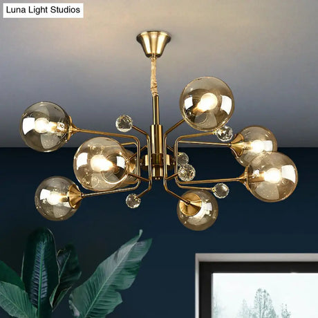 Post-Modern Glass Ceiling Light: Brass Modo Hanging Chandelier For Living Room