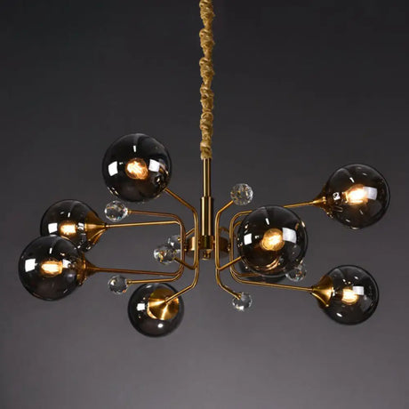 Post-Modern Glass Ceiling Light: Brass Modo Hanging Chandelier For Living Room 8 / Smoke Gray