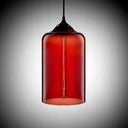 Post-Modern Glass Cylinder Pendant Light In Red/Blue/Clear With 1 Hanging Red