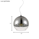 Post-Modern Glass Globe Pendant Light - 6’/8’/10’ Width 1 Sliver Finish