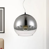Post-Modern Glass Globe Pendant Light - 6’/8’/10’ Width 1 Sliver Finish Silver / 6’