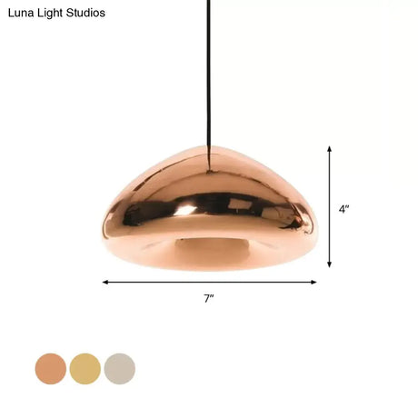 Post-Modern Glass Pendant Light - 7’/12’W Recessed Shape 1 Sliver/Gold/Rose Gold