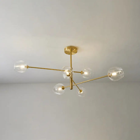Post-Modern Gold Metal Chandelier With Glass Shades - Ideal For Living Room 6 / Clear