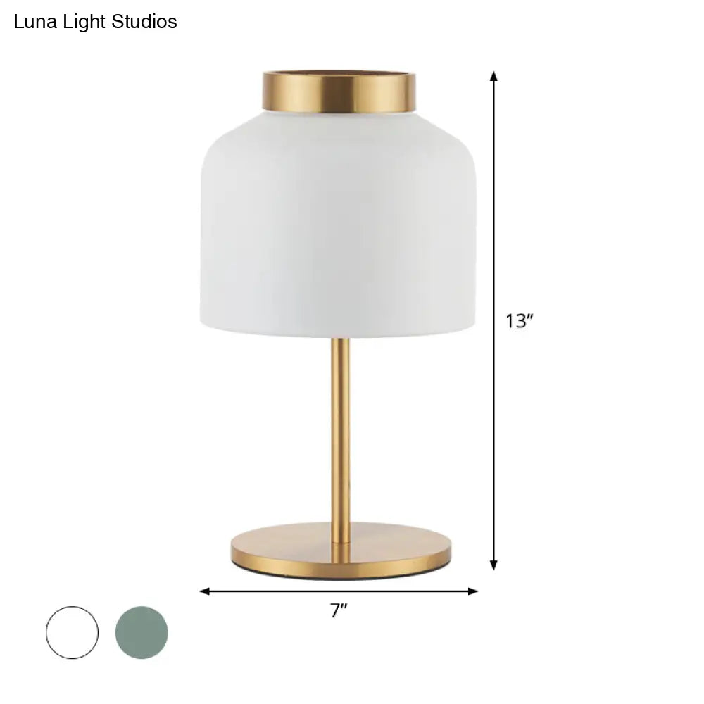 Post-Modern Metal Nightstand Lamp With White/Blue 1 Bulb For Dining Room