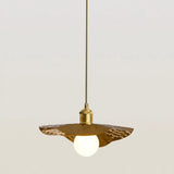 Postmodern 1-Light Brown Hammered Metal Lotus Leaf Pendant Ceiling Lamp / 12’